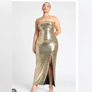 Eloquii Gold Sequined Bodycon Dress - Glamorous & Stunning